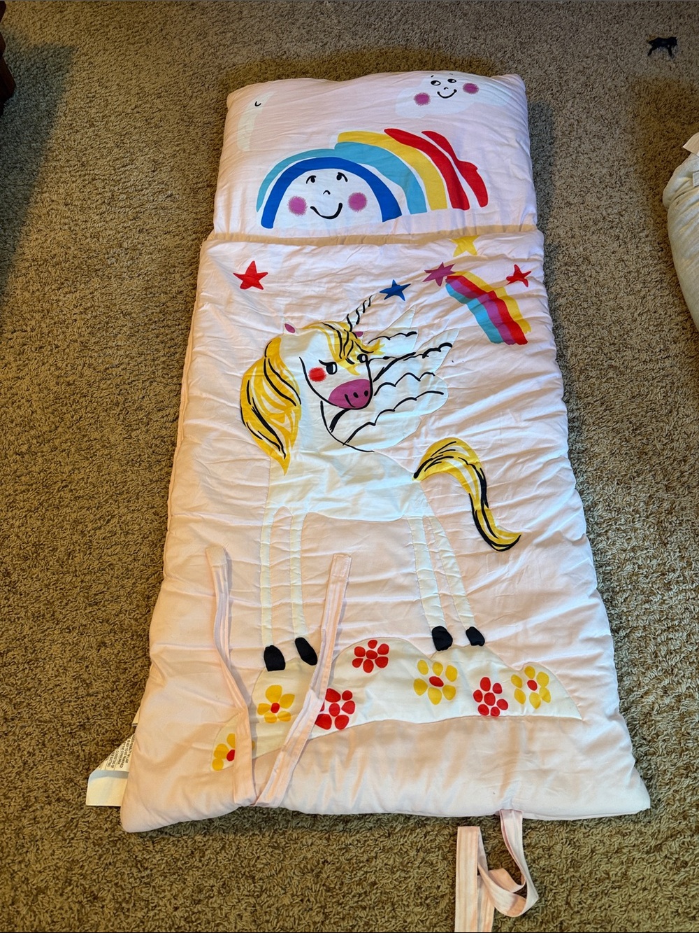 The company store Pink Unicorn Sleeping Bag with Rainbow Accents